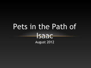 Pets in the
    path of
Hurricane Isaac
      2012
 