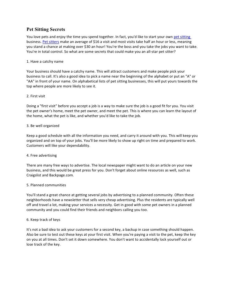Pet Sitting Secrets