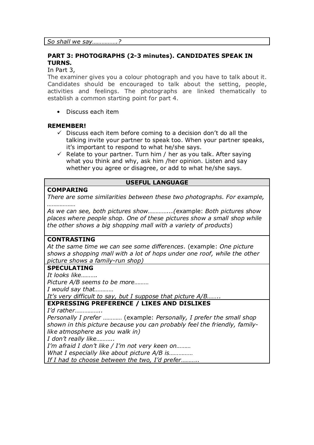 Pet speaking paper