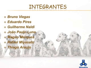 INTEGRANTES
   Bruno Viegas
   Eduardo Pires
   Guilherme Naldi
   João Paulo Luna
   Magno Marques
   Rafael Miyasato
   Thiago Araujo
 
