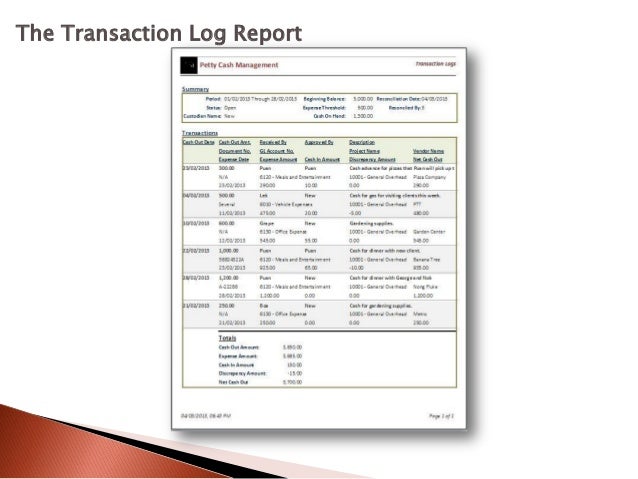 petty cash management introduction to the petty cash petty cash transaction log