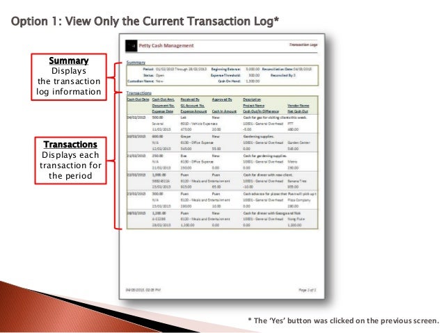 petty cash management the guide to viewing and understanding reports petty cash transaction log