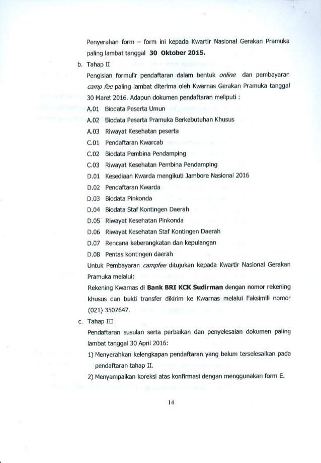 pendaftaran formulir jambore jambore pelaksanaan nasional Petunjuk 2016