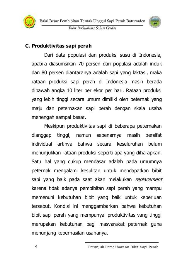 Petunjuk Pemeliharaansapiperah
