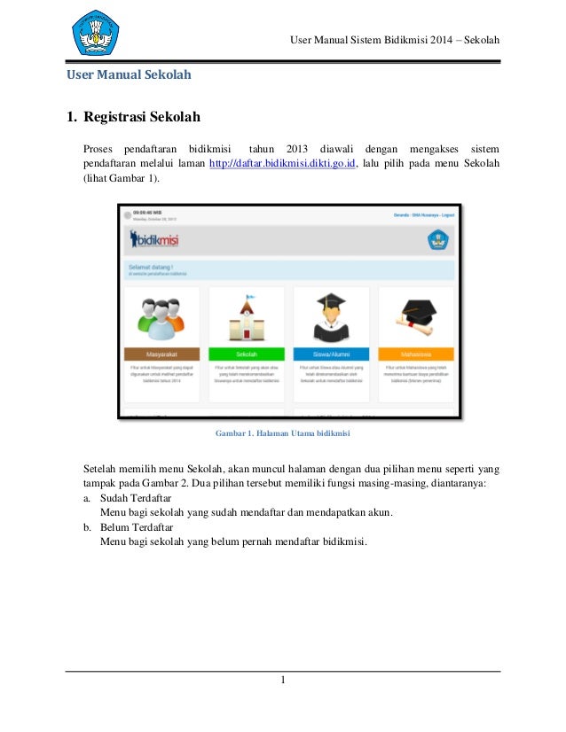 Petunjuk Teknis Sekolah untuk BIDIKMISI 2014