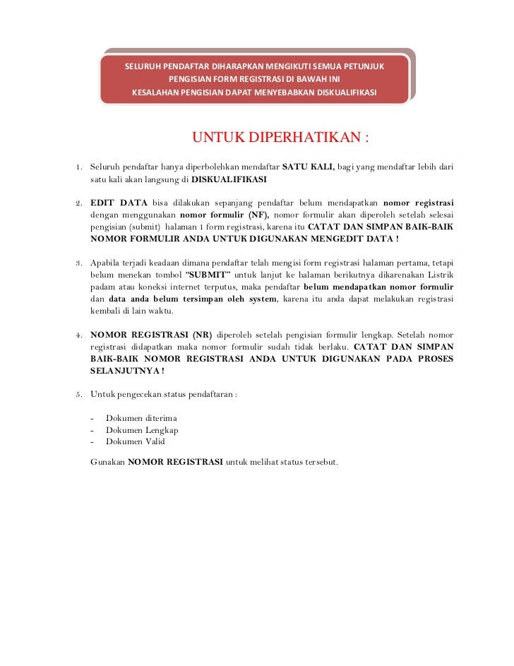 Petunjuk Pengisian Form Registrasi Online Rekrutmen 