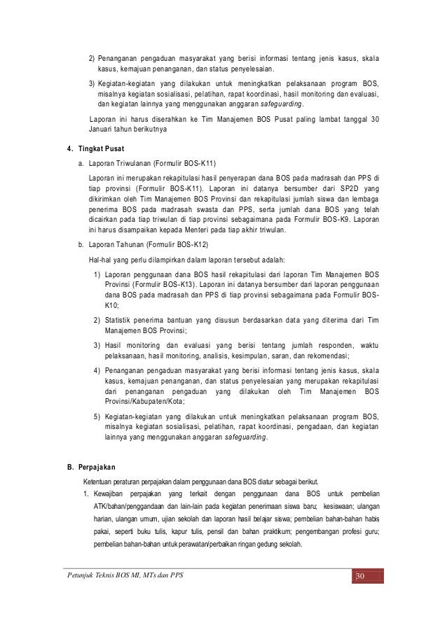 Petunjuk Teknis Laporan BOS Madrasah (MI-MTs-PPs) Tahun 2014