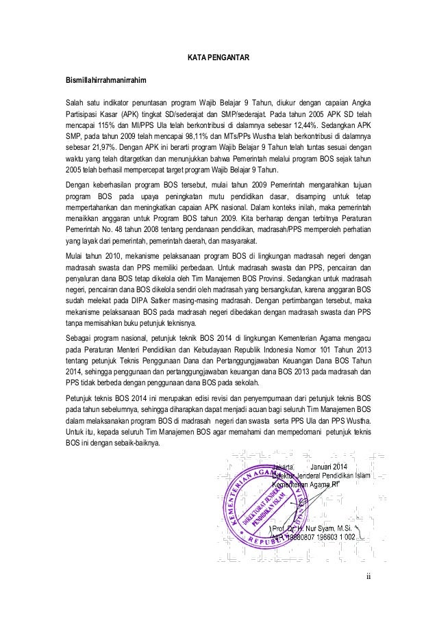 Petunjuk Teknis Laporan BOS Madrasah (MI-MTs-PPs) Tahun 2014