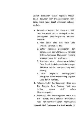 Petunjuk Teknis Pelaksanaan Desa Bersih Narkoba | PDF