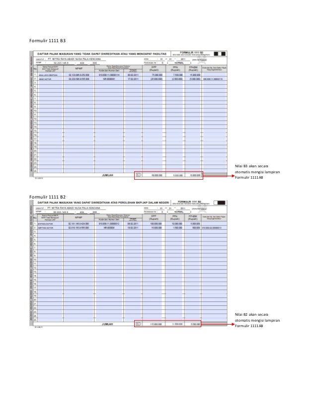 petunjuk teknis pengisian form spt ppn 1111 form 1111