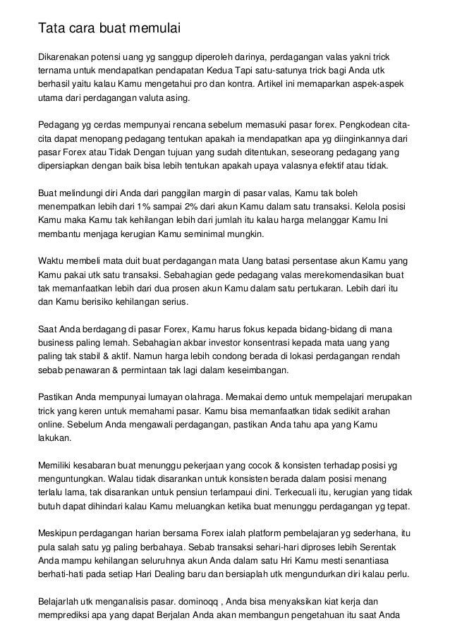 pengetahuan forex utama untuk bertindak