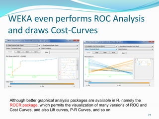 WEKA even performs ROC Analysis
and draws Cost-Curves
77
Although better graphical analysis packages are available in R, n...