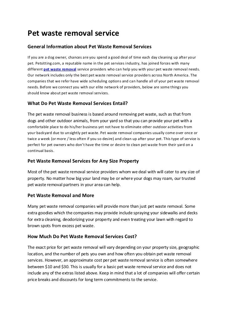 Pet waste removal service