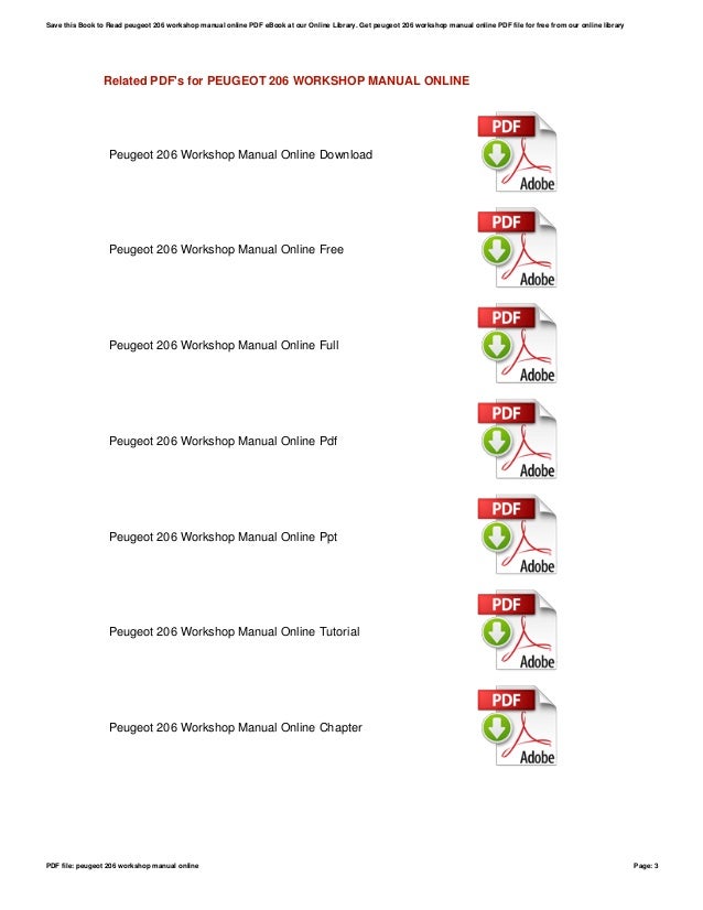 Peugeot 206 Workshop Manual Online