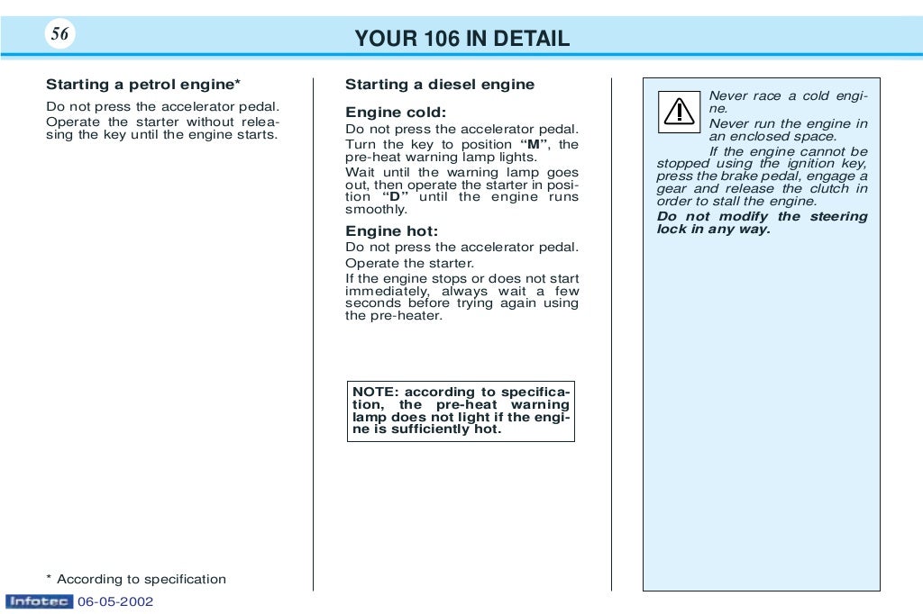 Peugeot 106 owners manual