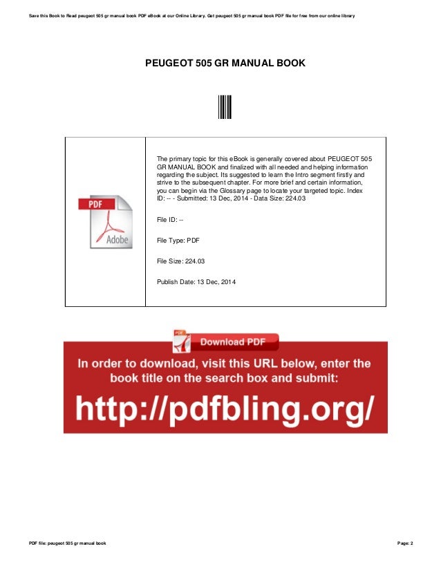 Peugeot 505 gr manual book