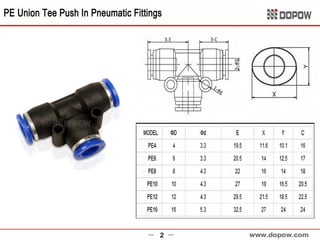 PE Union Tee Push In Pneumatic Fittings 