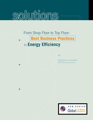 solutions
 +




     From Shop Floor to Top Floor:
 +       Best Business Practices
     in Energy Efficiency


                          by

                          William R. Prindle
                          ICF I n t e rnat I onal
 +




 +
 