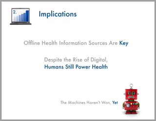2.
          Implications


     Ofﬂine Health Information Sources Are Key


             Despite the Rise of Digital,
   ...