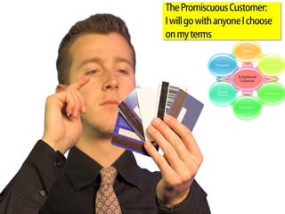 The Promiscuous Customer:
                   I will go with anyone I choose
                   on my terms
                                              Choice


                                 Prosumer                  Promiscuity


                                            Enlightened
                                             Customer


                                 Multiple
                                                           Groundswell
                                 Channels



                                            Expectations




Source: BigStock
 