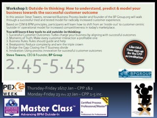 2.45-5.45
  Thursday-Friday 16/17 Jan – CPP 1&2
  Monday-Friday 23 thru 27 Jan – CPP 1-5 inc.
 