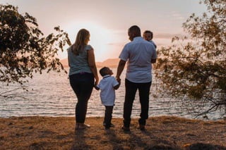 Family and sunset 