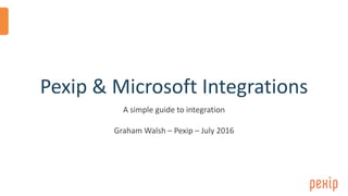 Pexip & Microsoft Integrations
A simple guide to integration
Graham Walsh – Pexip – July 2016
 
