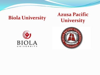 Azusa Pacific
Biola University
                    University
 