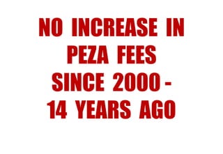 NO INCREASE IN
PEZA FEES
SINCE 2000 14 YEARS AGO

 