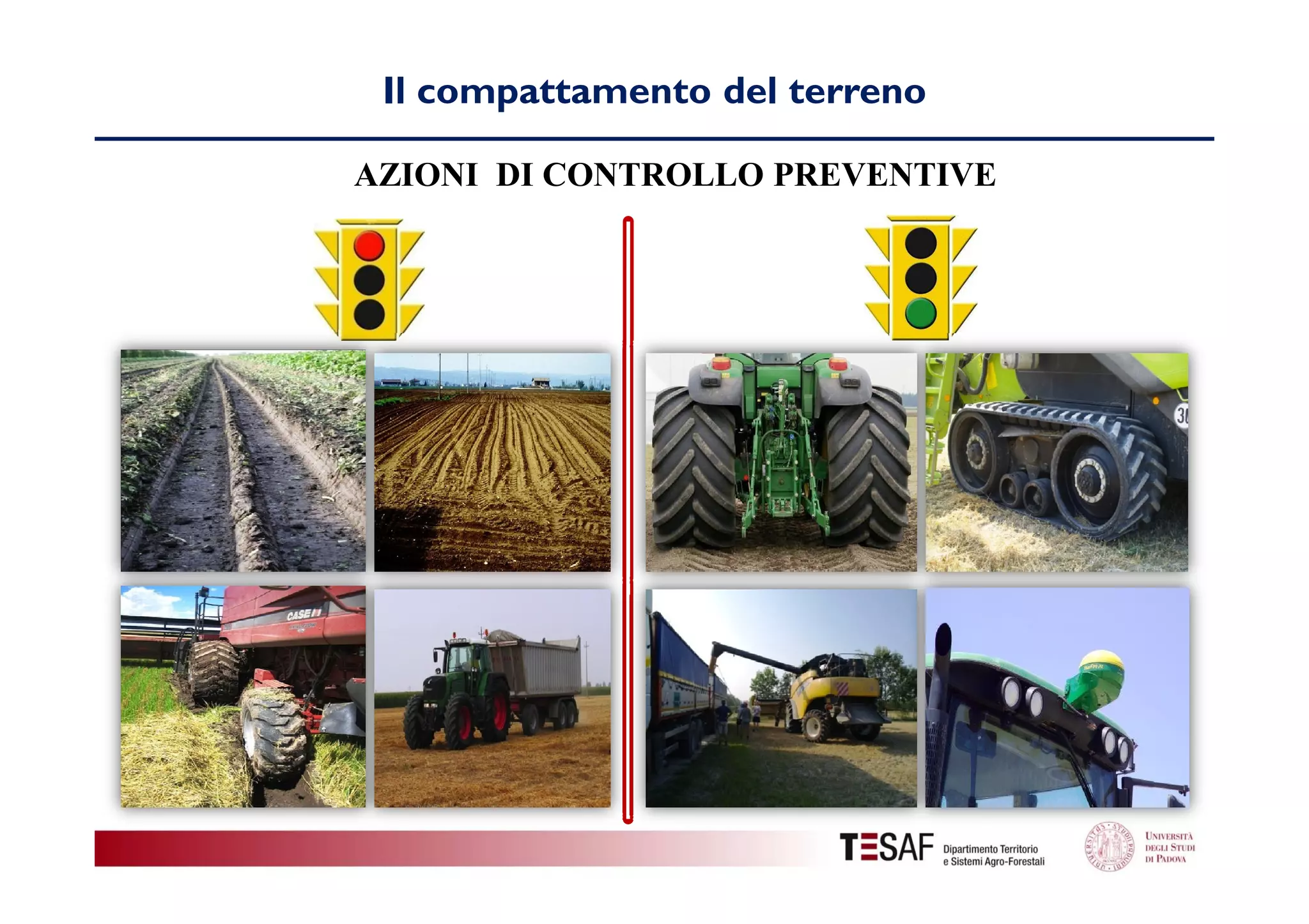 Il compattamento del terreno
AZIONI DI CONTROLLO PREVENTIVE

 