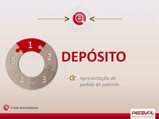 DEPÓSITO
Apresentação do
pedido de patente.

ETAPA REMUNERADA

 