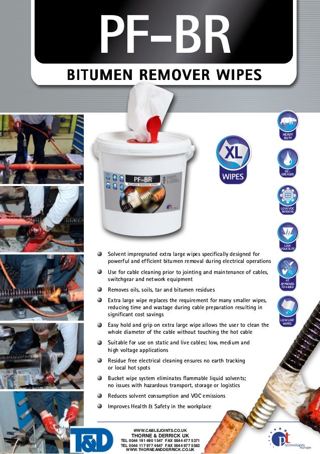 PFBR Bitumen Removal Wipes LV HV Cable & Switchgear Cleaning Wipes