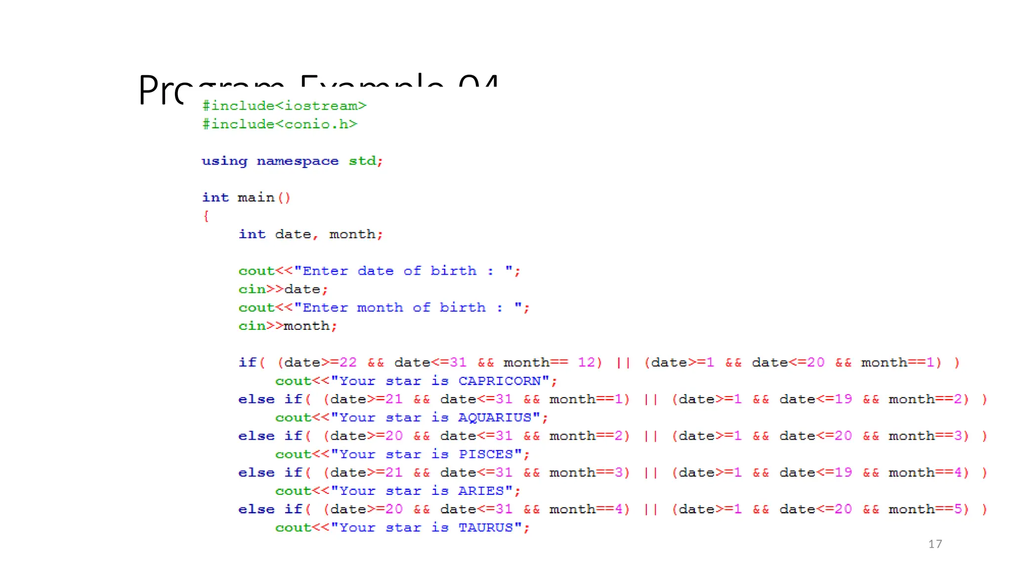 Program Example 04
17
 