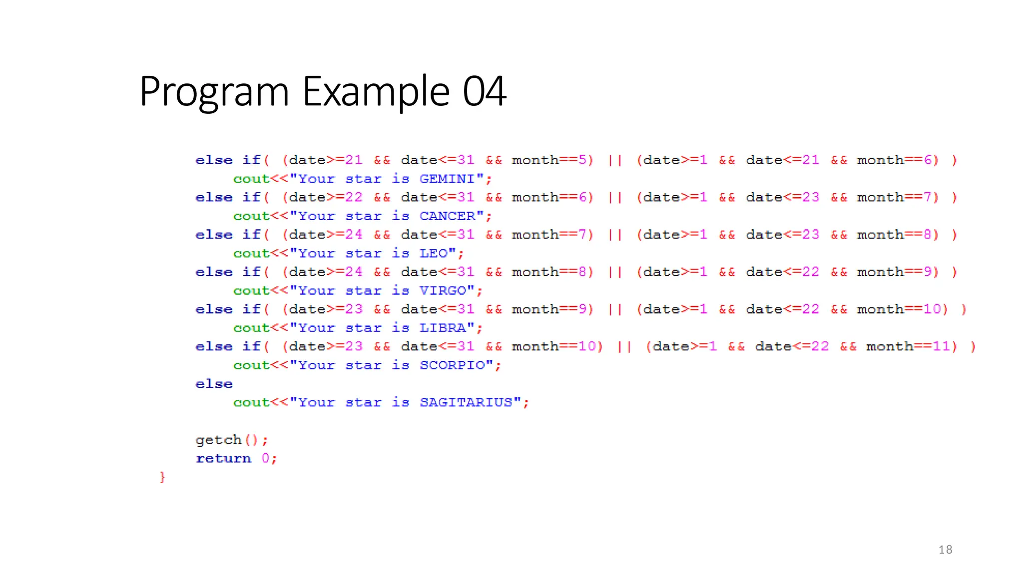 Program Example 04
18
 