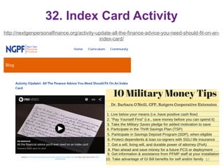 32. Index Card Activity
http://nextgenpersonalfinance.org/activity-update-all-the-finance-advice-you-need-should-fit-on-an...