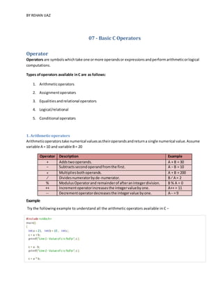 Programming Fundamentals lecture 7 | PDF