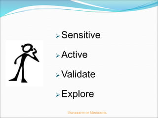  Sensitive
 Active
 Validate
 Explore
 