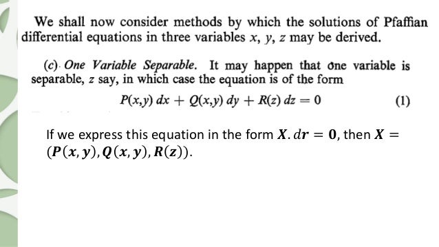 Pfaffian Differential Equations Methods Of Solution Part2