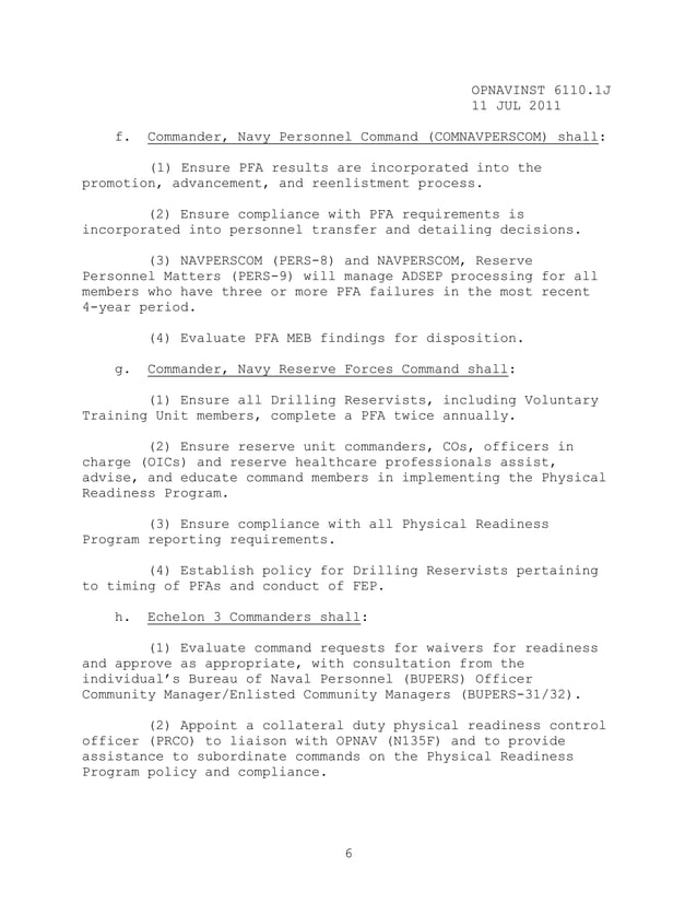 NAVY PRT Instructions 6110.1 j