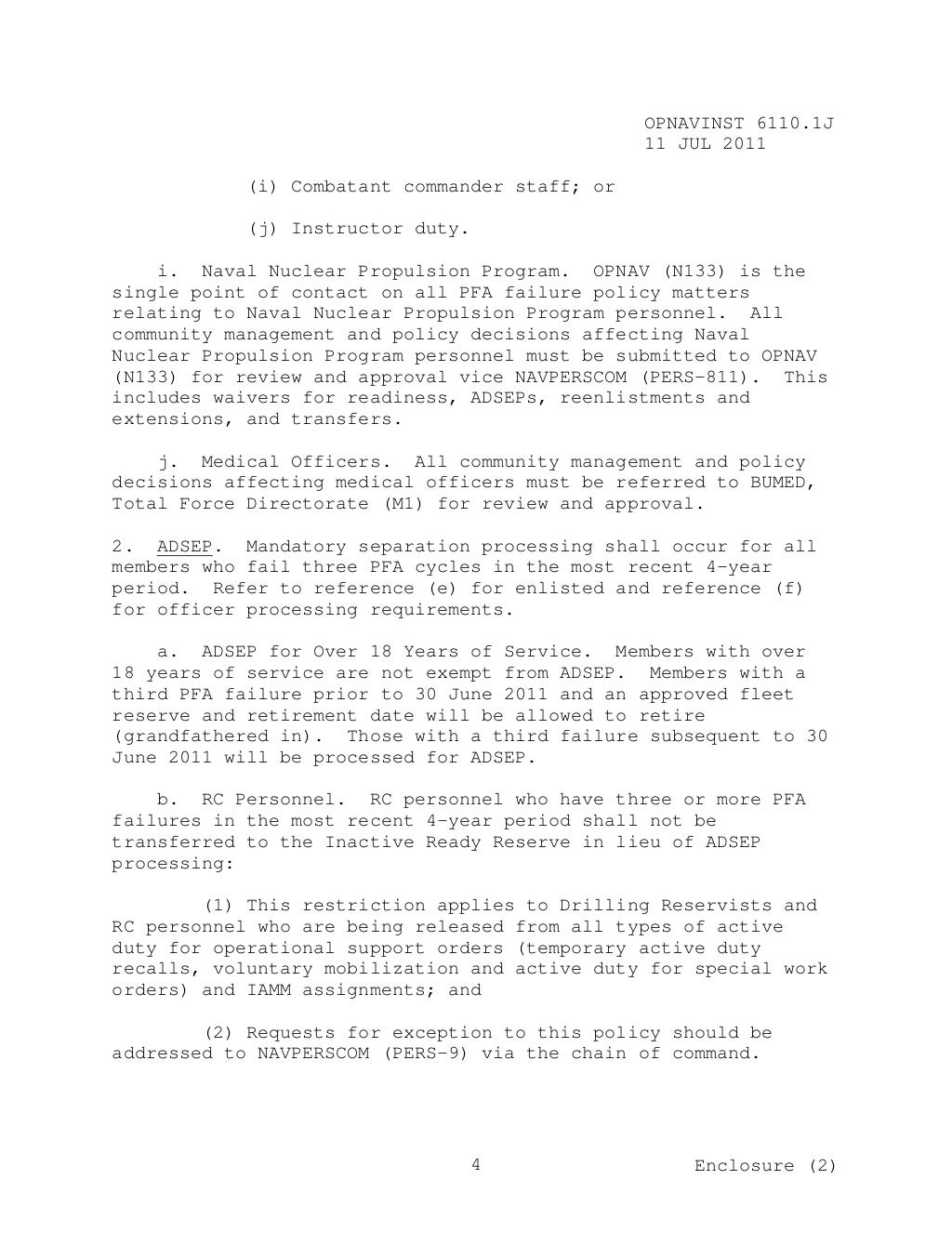 NAVY PRT Instructions 6110.1 j