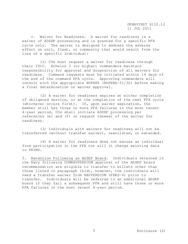 NAVY PRT Instructions 6110.1 j