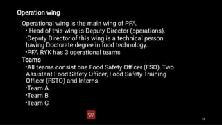 Operation wing
•
•
•
•
•
•
•
Operational wing is the main wing of PFA.
Head of this wing is Deputy Director (operations),
...