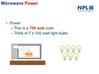 Microwave Power
• Power
– This is a 700 watt oven
– Think of 7 x 100 watt light bulbs
 