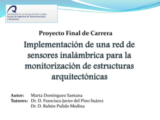Autor: Marta Domínguez Santana
Tutores: Dr. D. Francisco Javier del Pino Suárez
Dr. D. Rubén Pulido Medina
Proyecto Final de Carrera
 