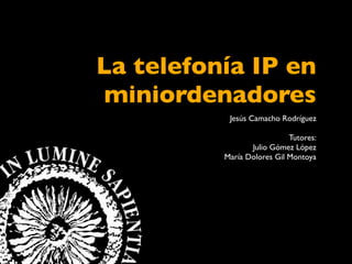 La telefonía IP en
miniordenadores
           Jesús Camacho Rodríguez

                            Tutores:
                 Julio Gómez López
          María Dolores Gil Montoya
 