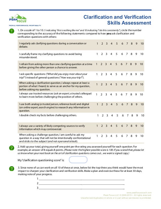 Clarification Skills Assessment Worksheet