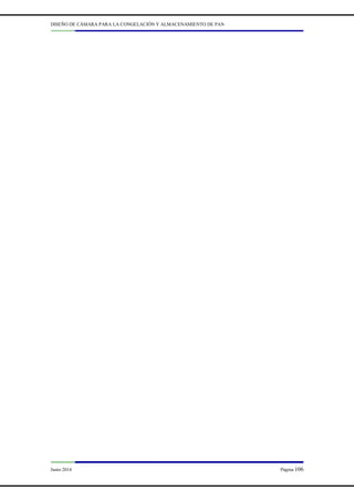 DISEÑO DE CÁMARA PARA LA CONGELACIÓN Y ALMACENAMIENTO DE PAN
Junio 2014 Página 106
 