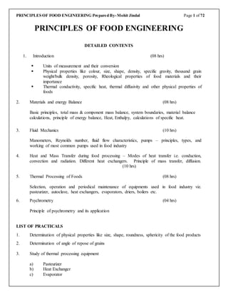 PRINCIPLES OF FOOD ENGINEERING | DOCX