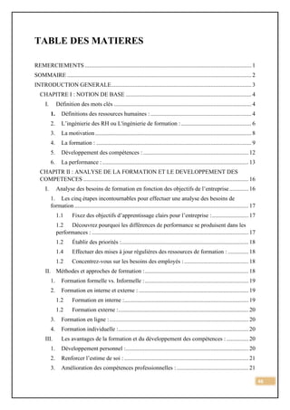 INGENIERIE DES RH : FORMATION ET DEVELOPPEMENT DES COMPETENCES | PDF