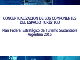 CONCEPTUALIZACION DE LOS COMPONENTES DEL ESPACIO TURÍSTICO  Plan Federal Estratégico de Turismo Sustentable Argentina 2016 